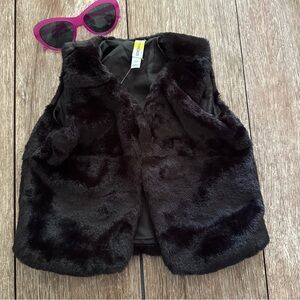 Macys Epic Threads Black Faux Fur Vest, Deep Black, Size 2T, NWT